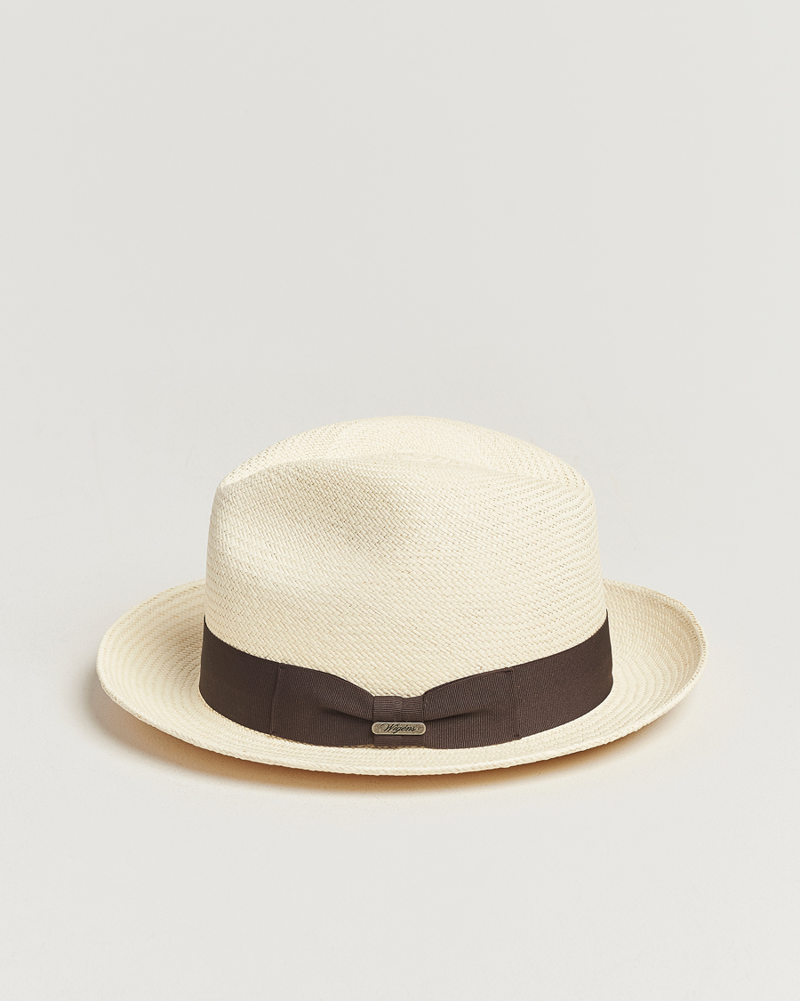 Herre | Tilbehør | Wigéns | Trilby Panama Hat White/Dark Brown