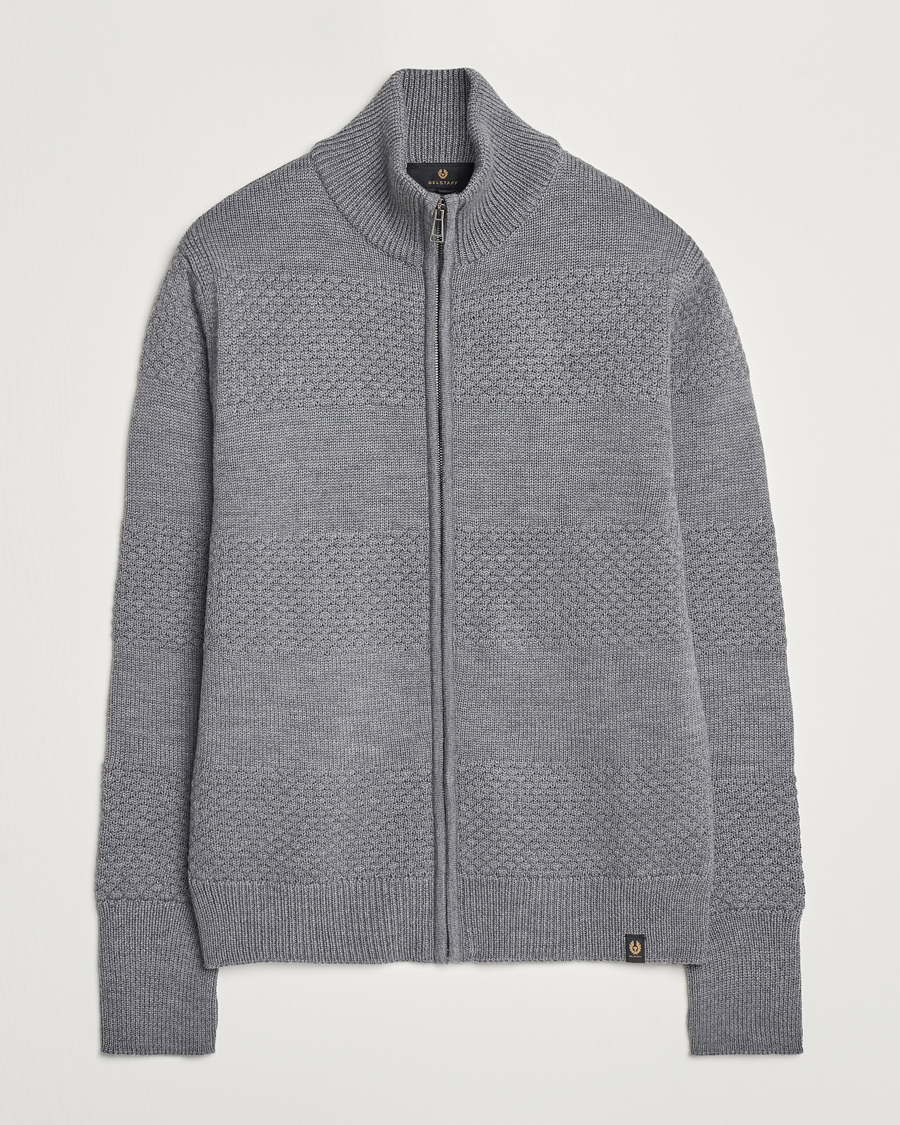 Herre | Trøjer | Belstaff | Sternway Knitted Zip Cardigan Grey Heather