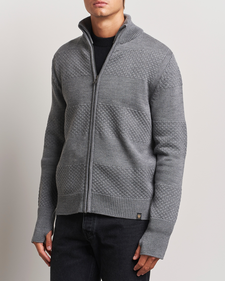 Herre | Trøjer | Belstaff | Sternway Knitted Zip Cardigan Grey Heather