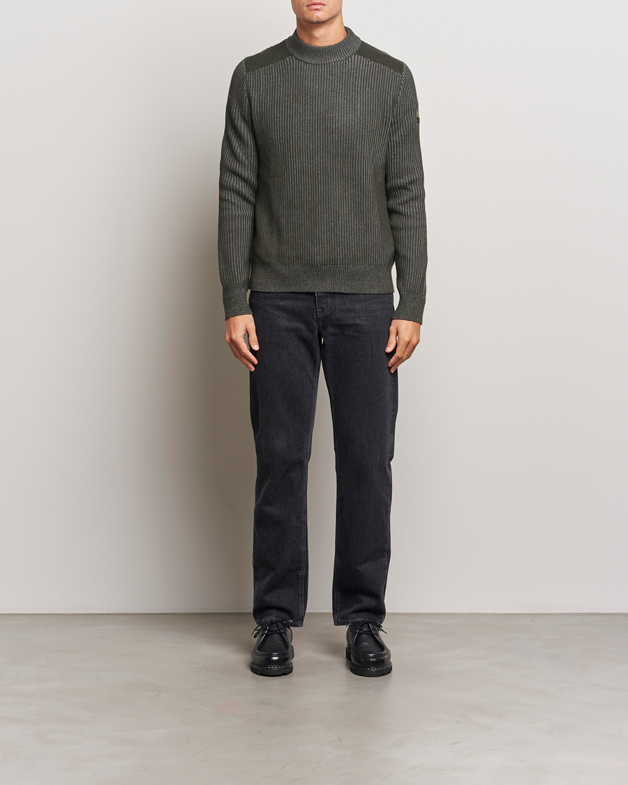 Herre | Trøjer | Belstaff | Stanley Cotton/Wool Mock Neck Tile Green