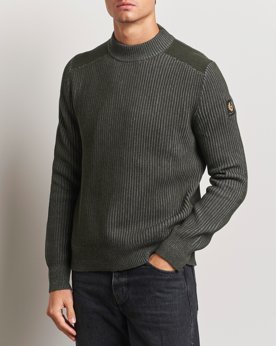 Herre | Trøjer | Belstaff | Stanley Cotton/Wool Mock Neck Tile Green
