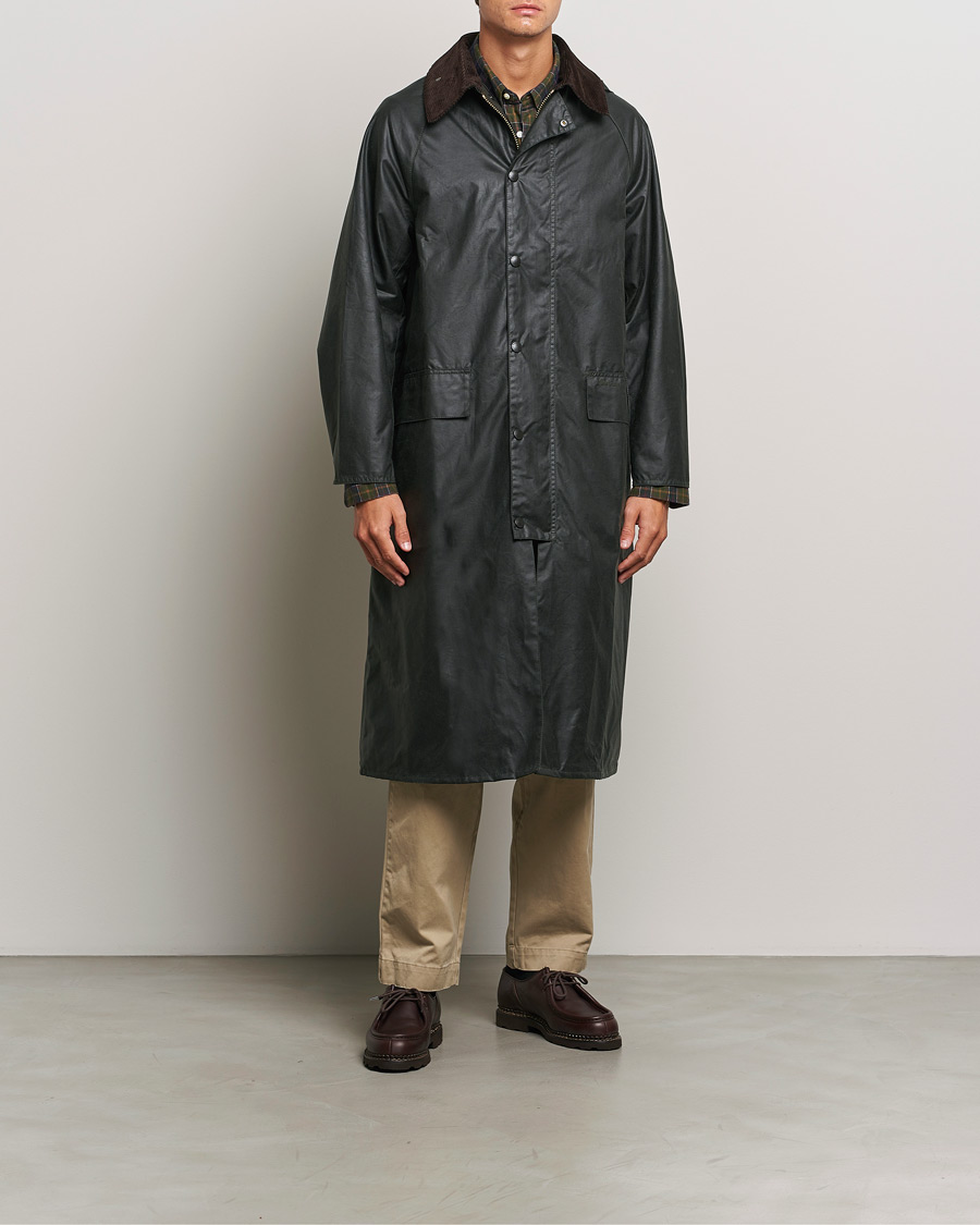 Barbour Heritage Burghley OS Wax Coat Sage - CareOfCarl.dk