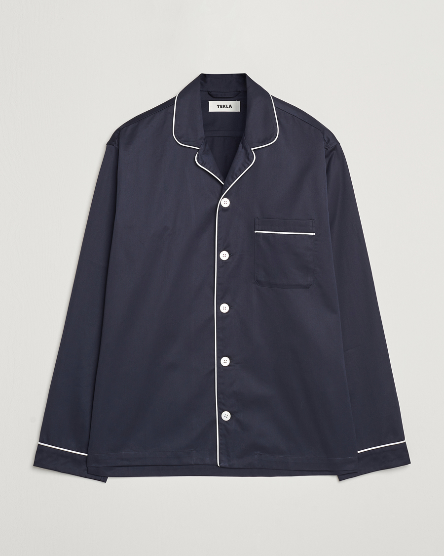 Herre | Pyjamas & Morgenkåber | Tekla | Sateen Pyjama Shirt Chelsea Navy
