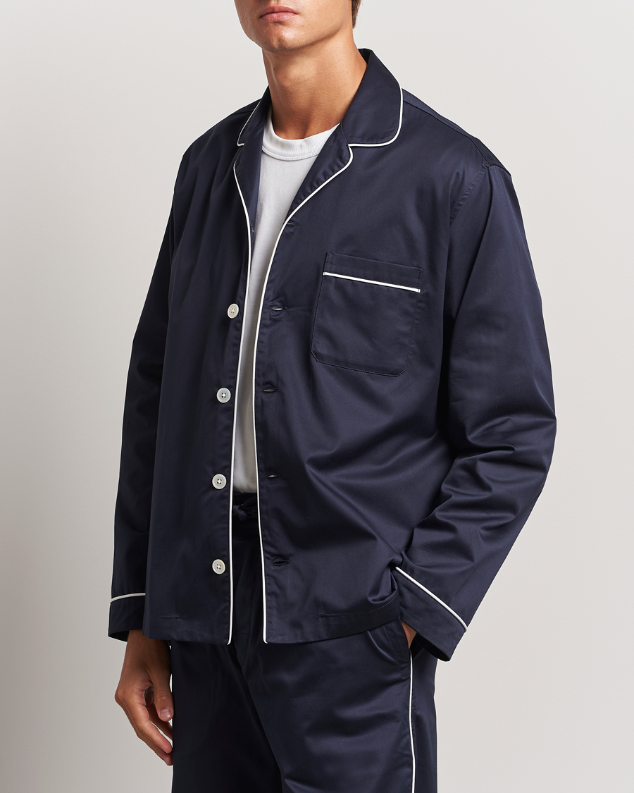 Herre | Pyjamas & Morgenkåber | Tekla | Sateen Pyjama Shirt Chelsea Navy