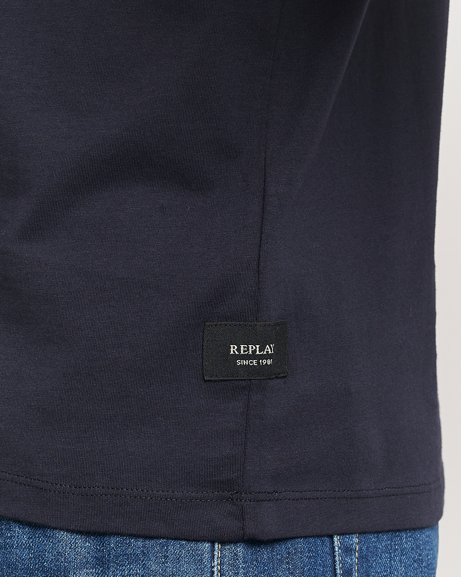 Herre | T-Shirts | Replay | Tonal Logo Crew Neck T-Shirt Navy