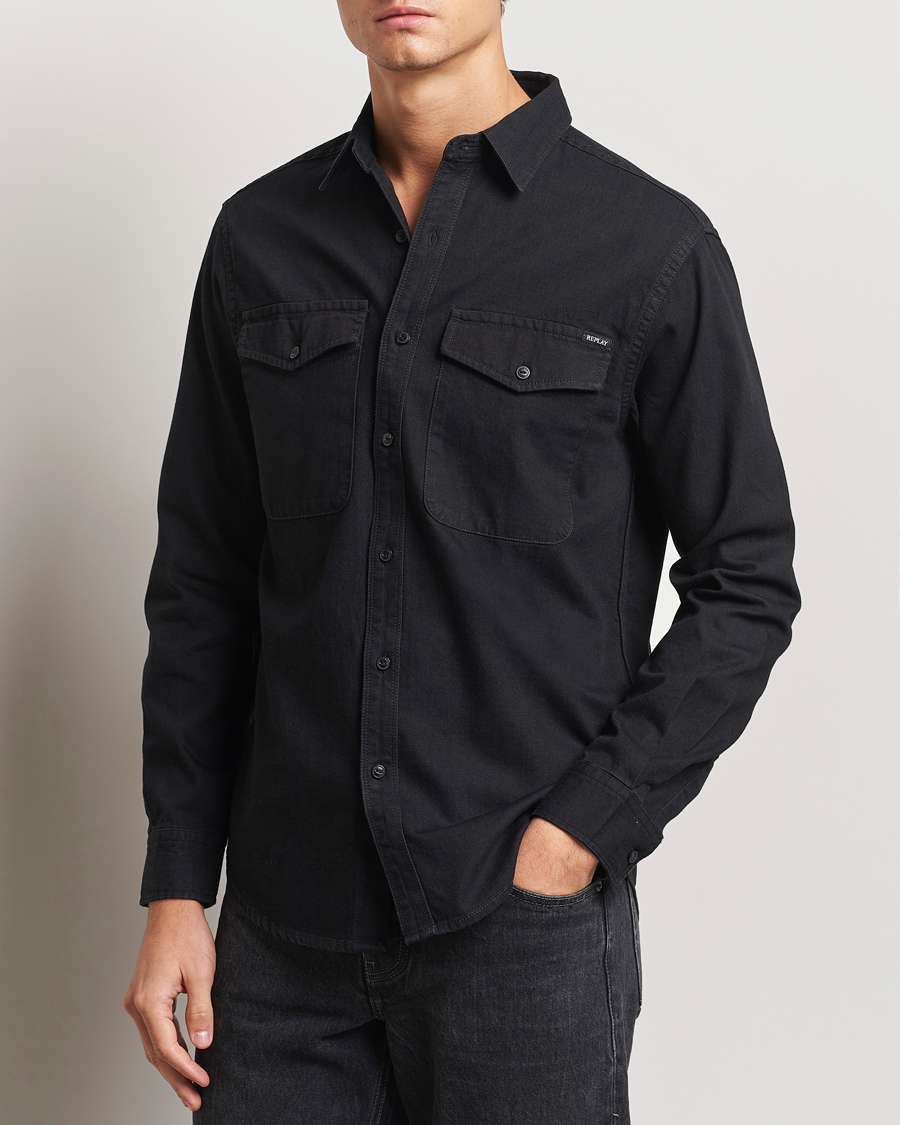Herre | Skjorter | Replay | Denim Shirt Washed Black