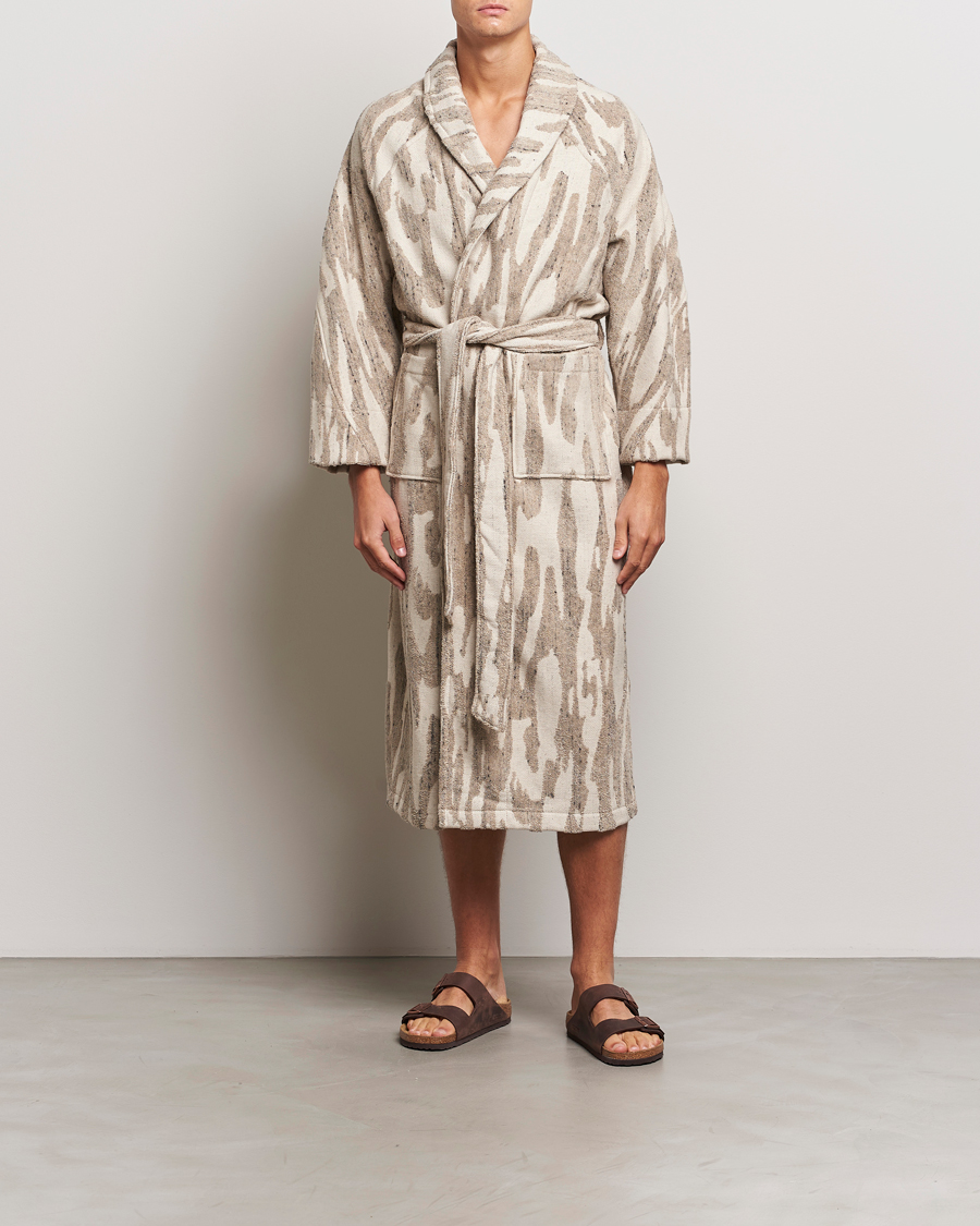 Herre | Pyjamas & Morgenkåber | OAS | Fern Linen Terry Statement Robe Beige/White