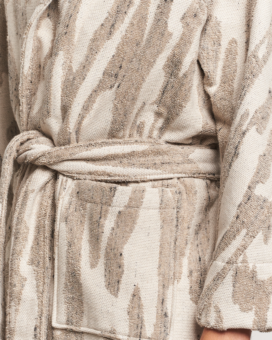 Herre | Pyjamas & Morgenkåber | OAS | Fern Linen Terry Statement Robe Beige/White