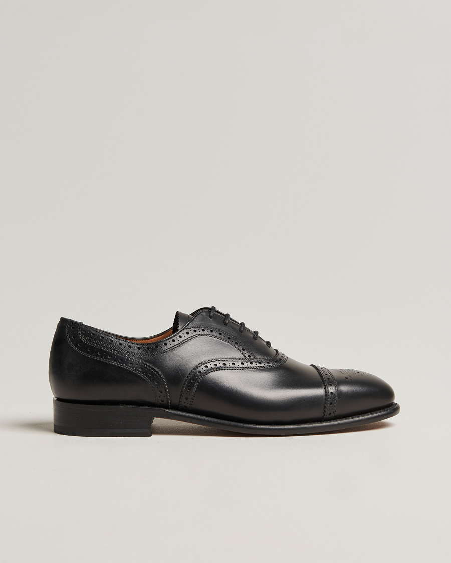 Herre | Sanders Moorgate Calf Semi Brogue Oxford Black | Sanders | Moorgate Calf Semi Brogue Oxford Black