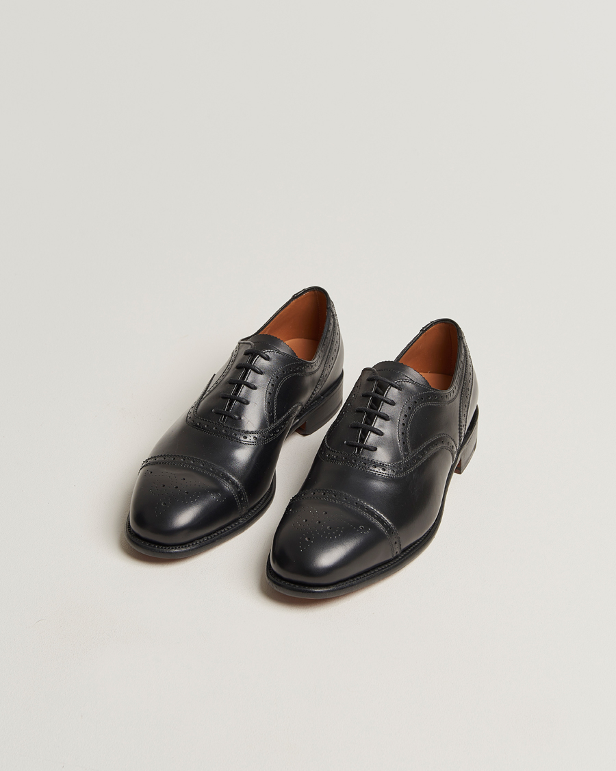 Herre | Sanders Moorgate Calf Semi Brogue Oxford Black | Sanders | Moorgate Calf Semi Brogue Oxford Black