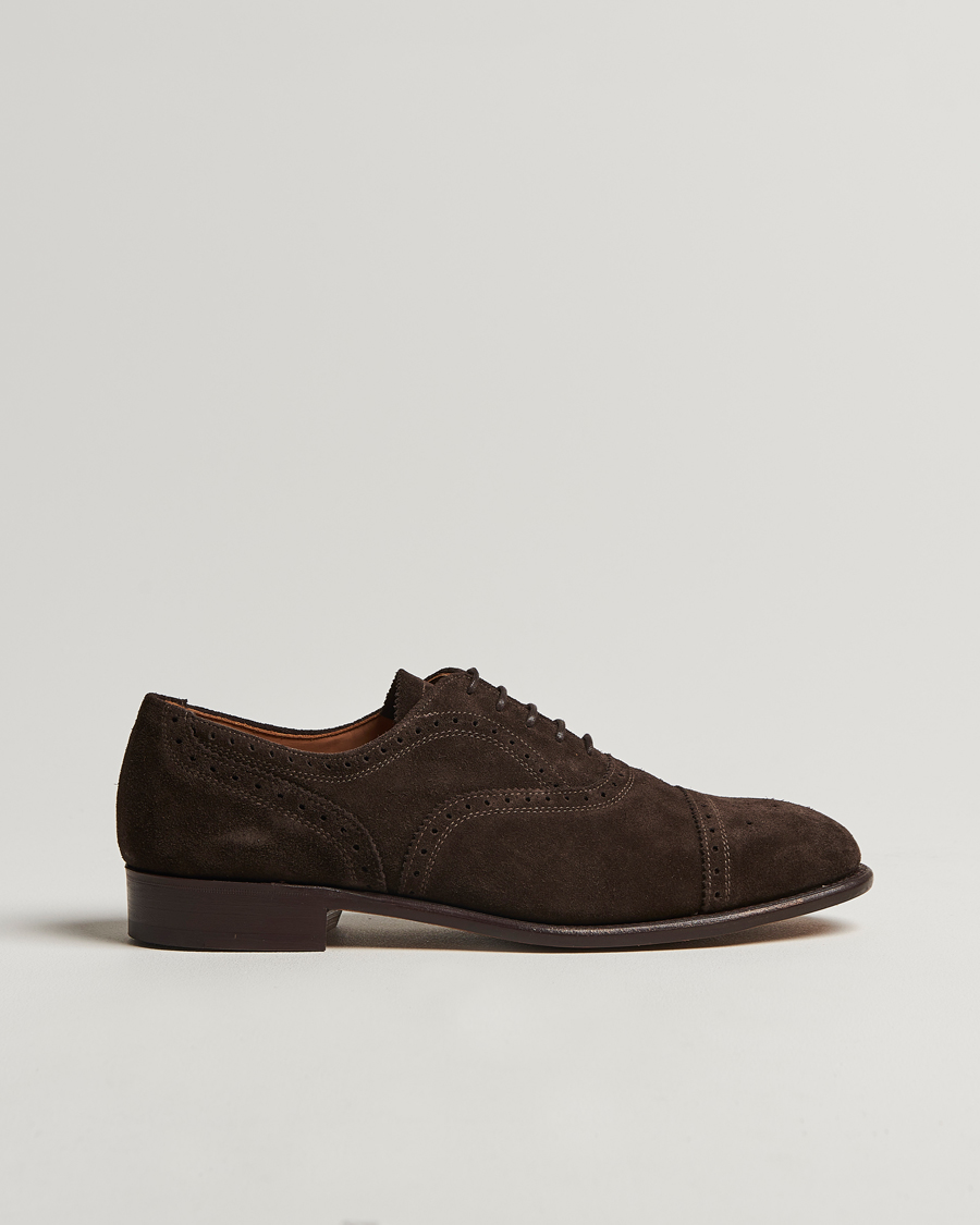 Herre | Sanders Moorgate Suede Semi Brogue Chocolate | Sanders | Moorgate Suede Semi Brogue Chocolate