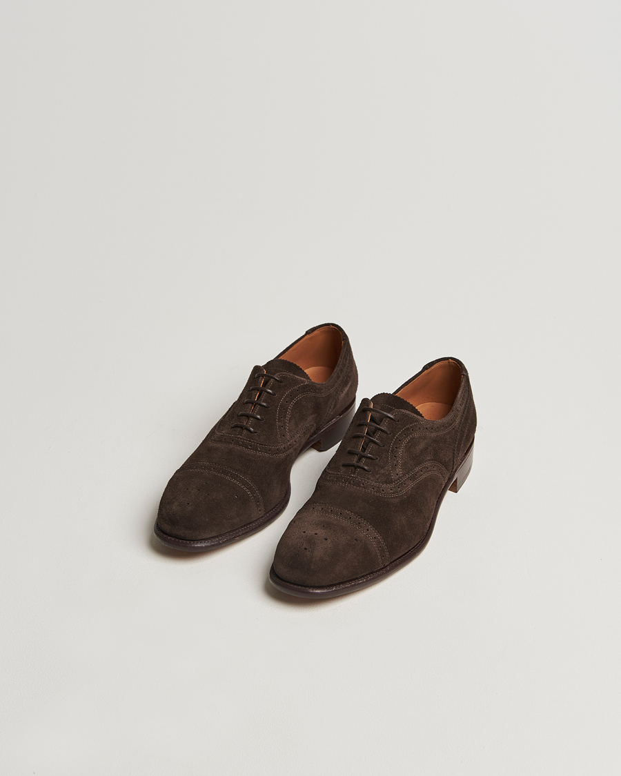 Herre | Sanders Moorgate Suede Semi Brogue Chocolate | Sanders | Moorgate Suede Semi Brogue Chocolate