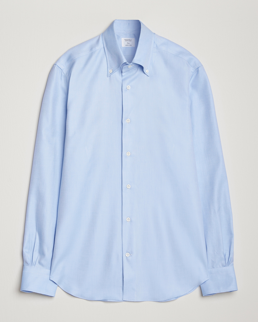 Herre | Skjorter | Mazzarelli | Soft Twill Button Down Shirt Light Blue