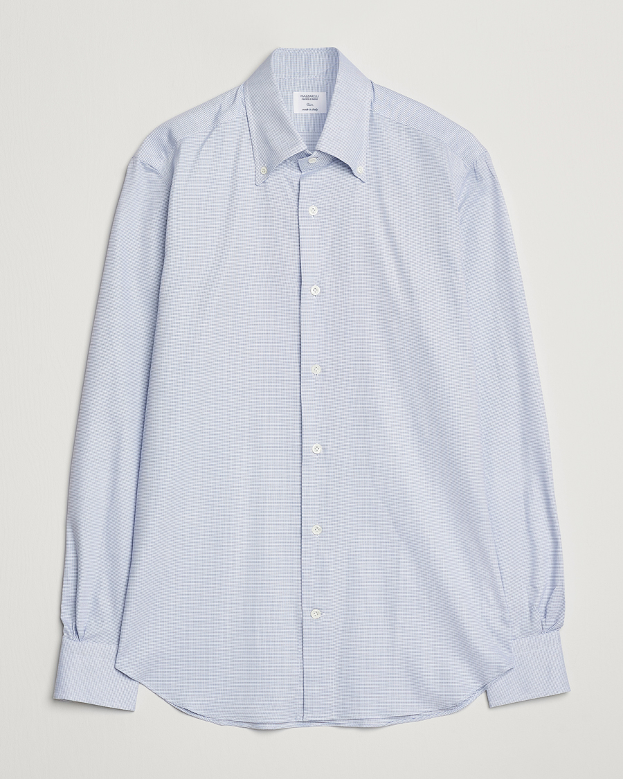 Herre | Skjorter | Mazzarelli | Soft Cotton Button Down Shirt Light Blue