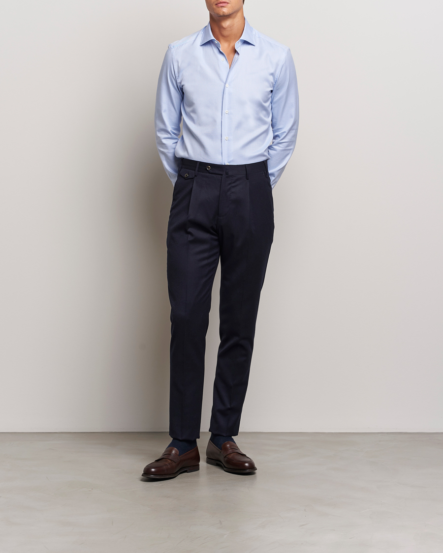 Herre | Skjorter | Mazzarelli | Soft Oxford Cut Away Shirt Light Blue