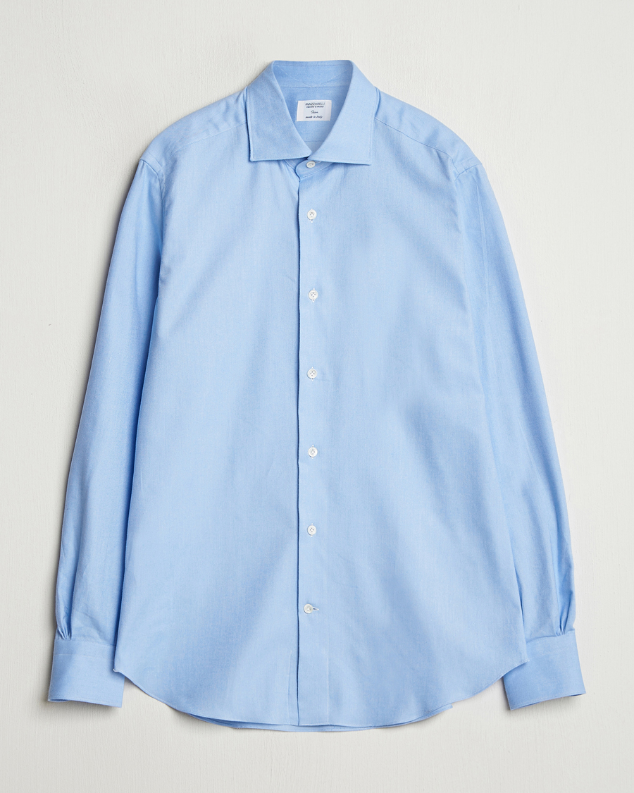 Herre | Skjorter | Mazzarelli | Soft Flannel Cut Away Shirt Light Blue
