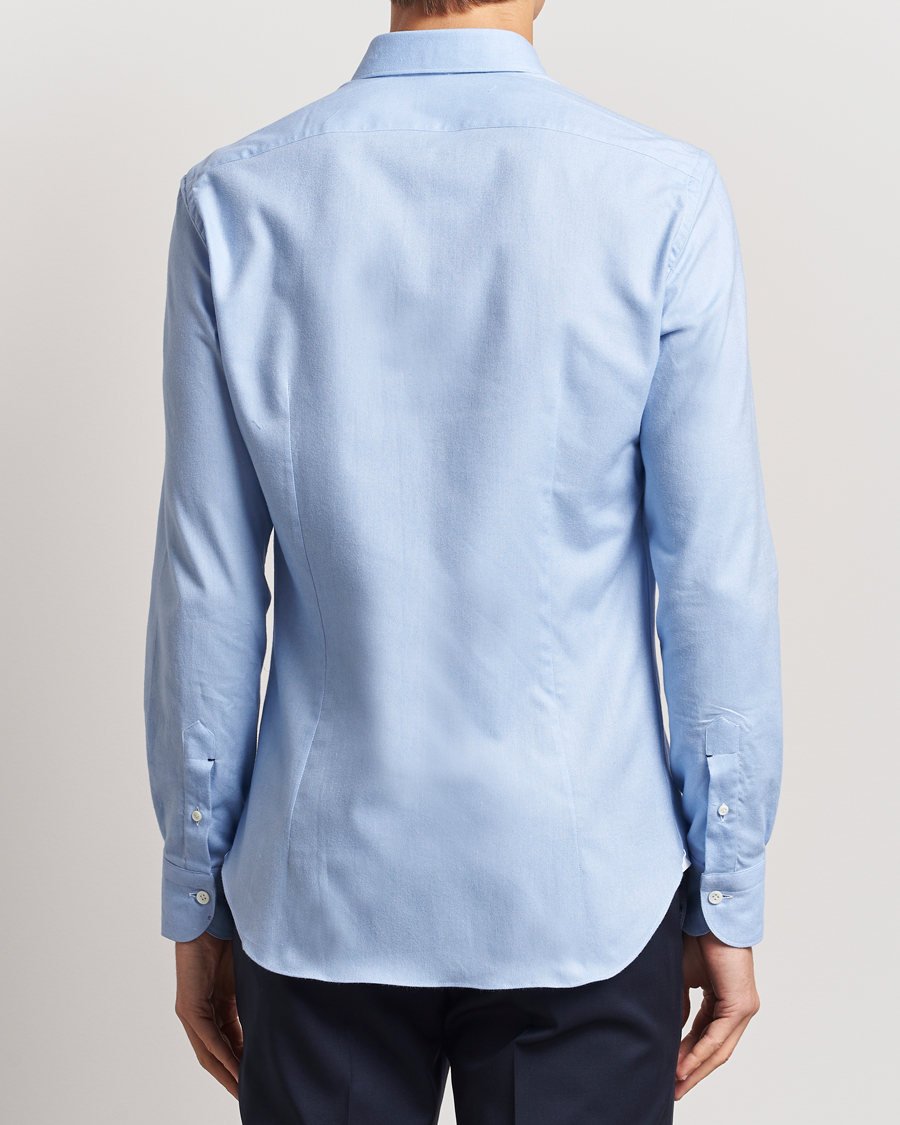 Herre | Skjorter | Mazzarelli | Soft Flannel Cut Away Shirt Light Blue