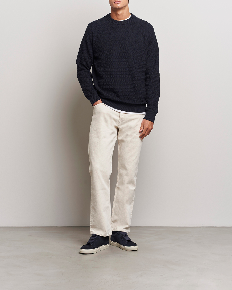 Herre | Trøjer | NN07 | Collin Structured Knitted Sweater Navy Blue