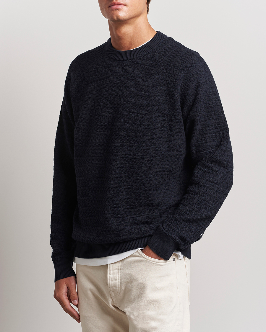 Herre | Trøjer | NN07 | Collin Structured Knitted Sweater Navy Blue