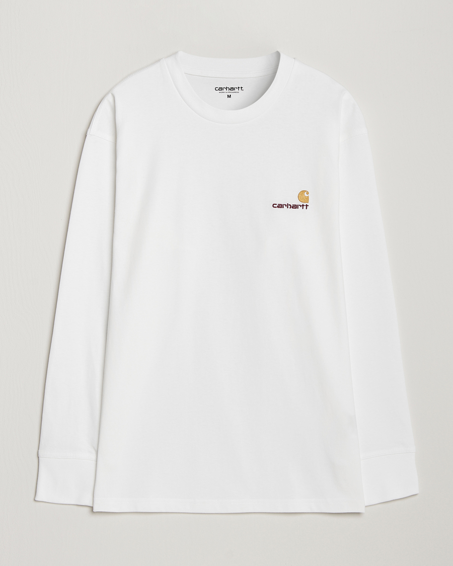 Herre | T-Shirts | Carhartt WIP | American Script Long Sleeve T-Shirt White