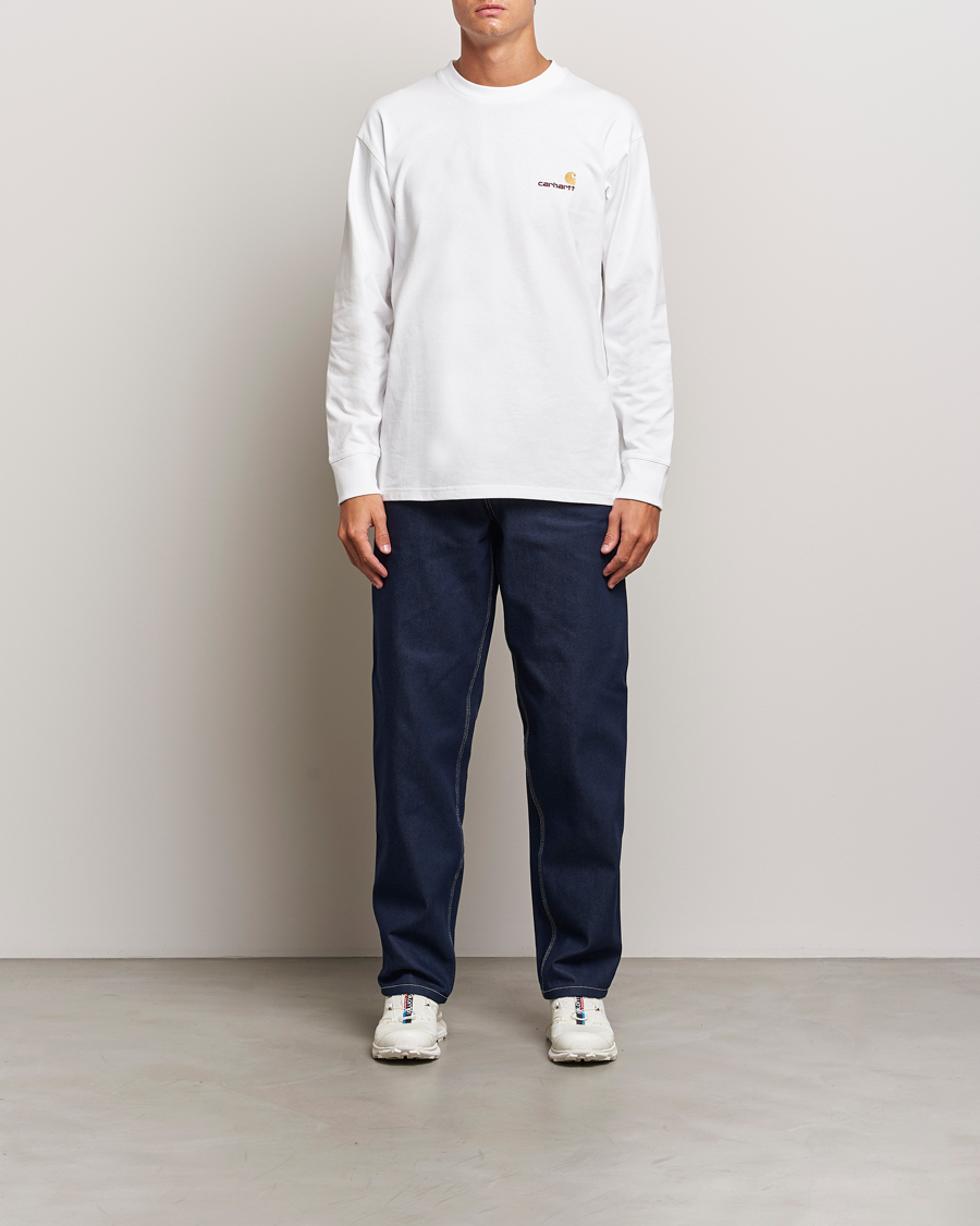 Herre | T-Shirts | Carhartt WIP | American Script Long Sleeve T-Shirt White