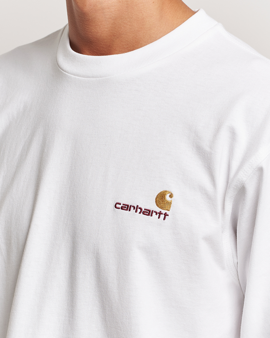 Herre | T-Shirts | Carhartt WIP | American Script Long Sleeve T-Shirt White