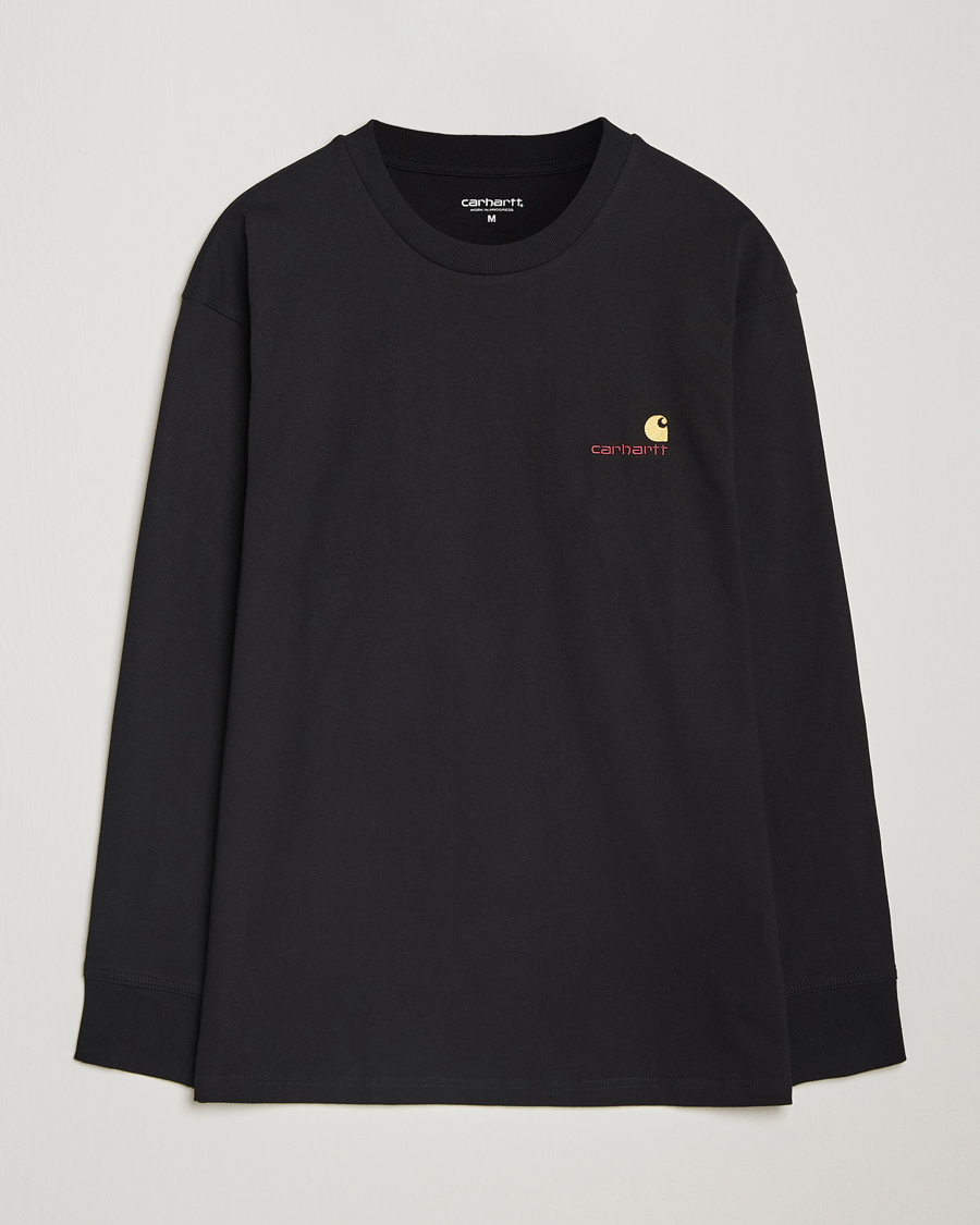 Herre | T-Shirts | Carhartt WIP | American Script Long Sleeve T-Shirt Black