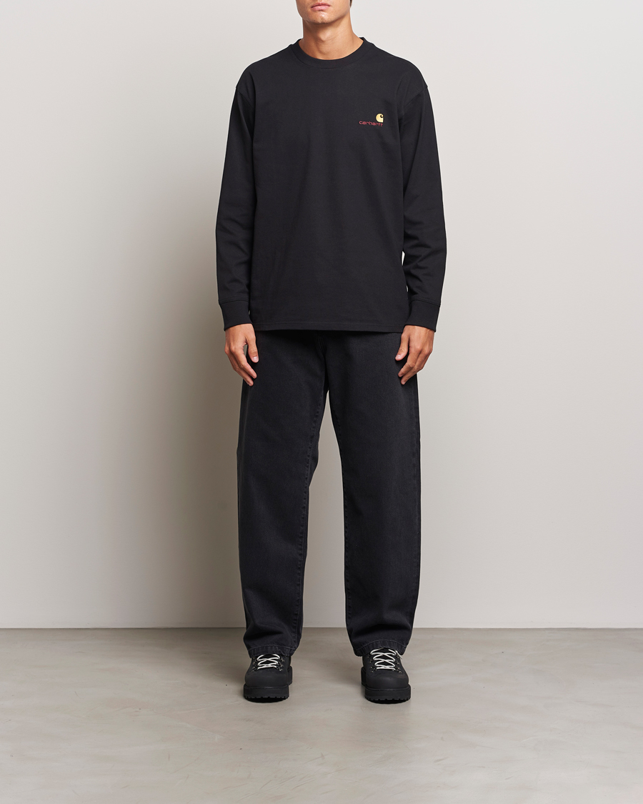 Herre | T-Shirts | Carhartt WIP | American Script Long Sleeve T-Shirt Black