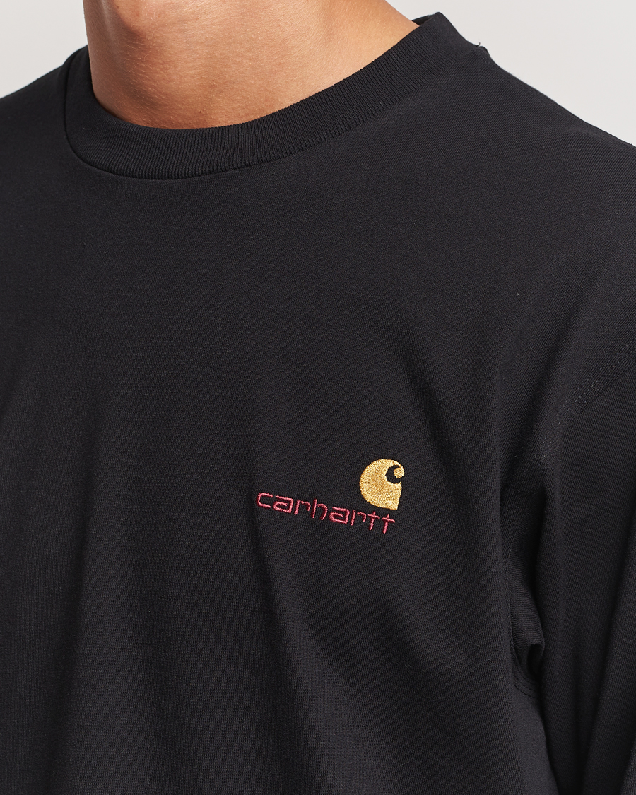 Herre | T-Shirts | Carhartt WIP | American Script Long Sleeve T-Shirt Black