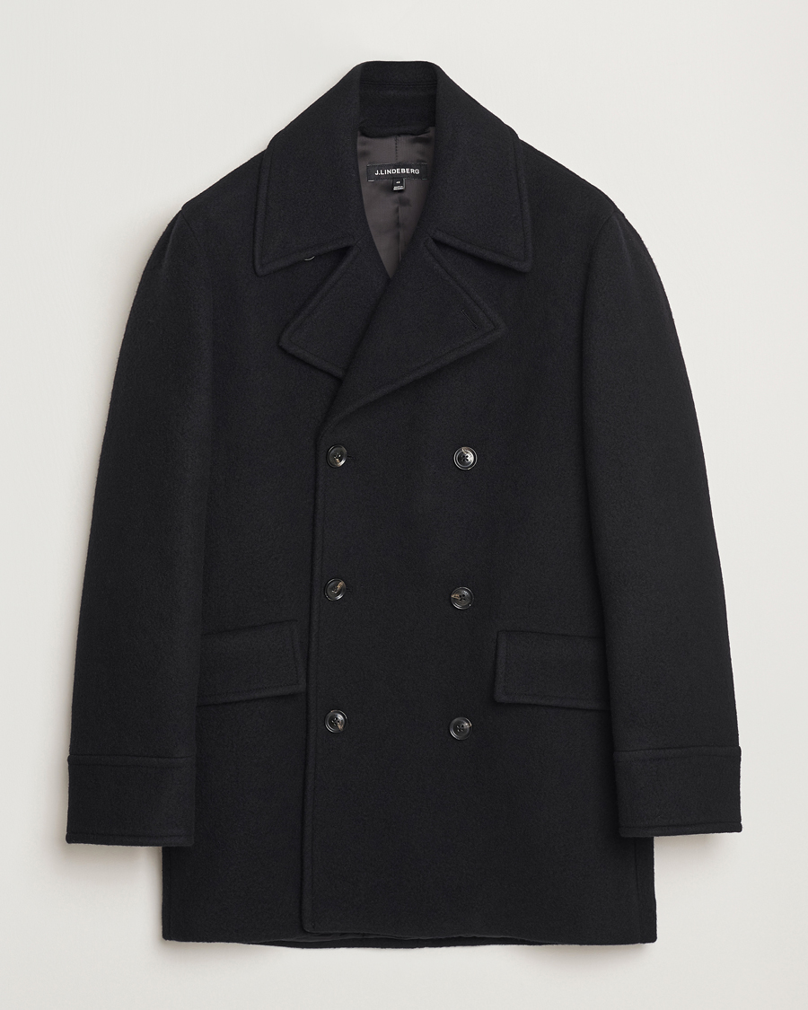 Herre | Jakker | J.Lindeberg | Arno Double Breasted Coat Black