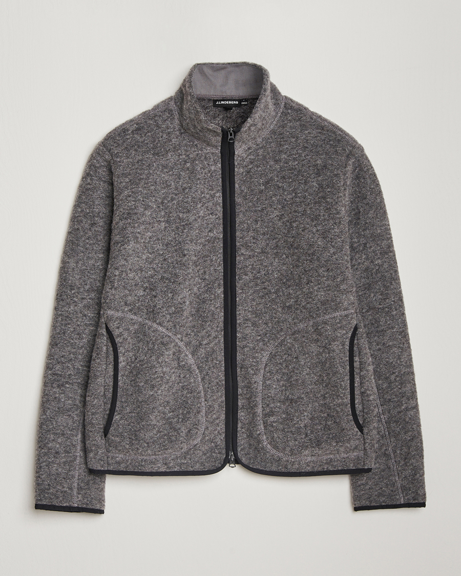Herre | Trøjer | J.Lindeberg | Dustin Wool Fleece Jacket Light Grey Melange
