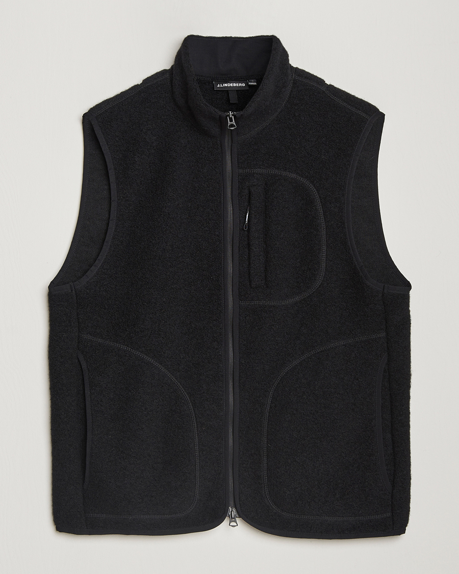 Herre | J.Lindeberg Duncan Wool Fleece Vest Black | J.Lindeberg | Duncan Wool Fleece Vest Black