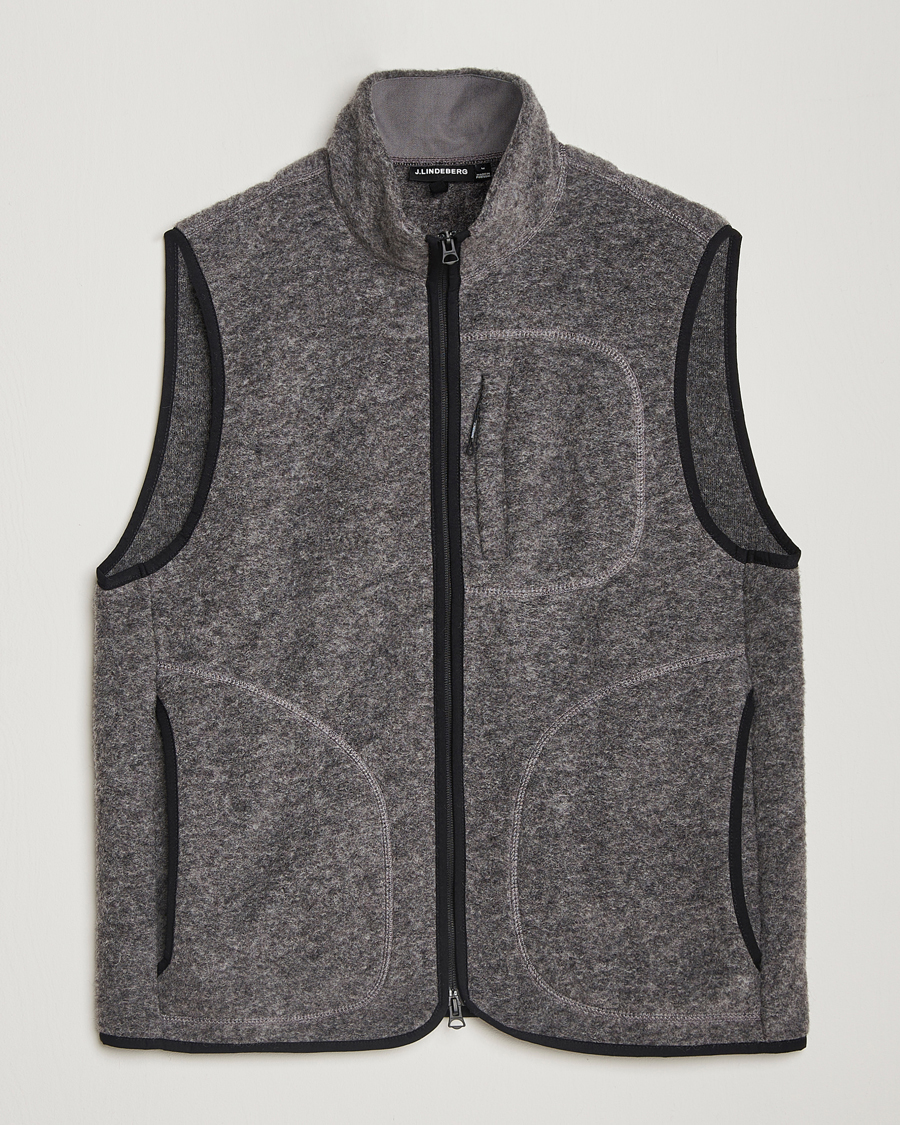 Herre | Veste | J.Lindeberg | Duncan Wool Fleece Vest Light Grey Melange
