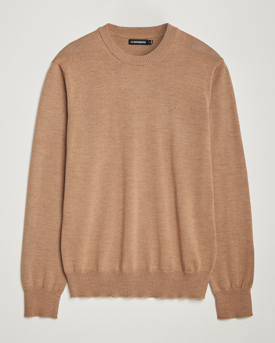 Herre | Trøjer | J.Lindeberg | Keane Merino Crew Neck Sweater Tiger Brown