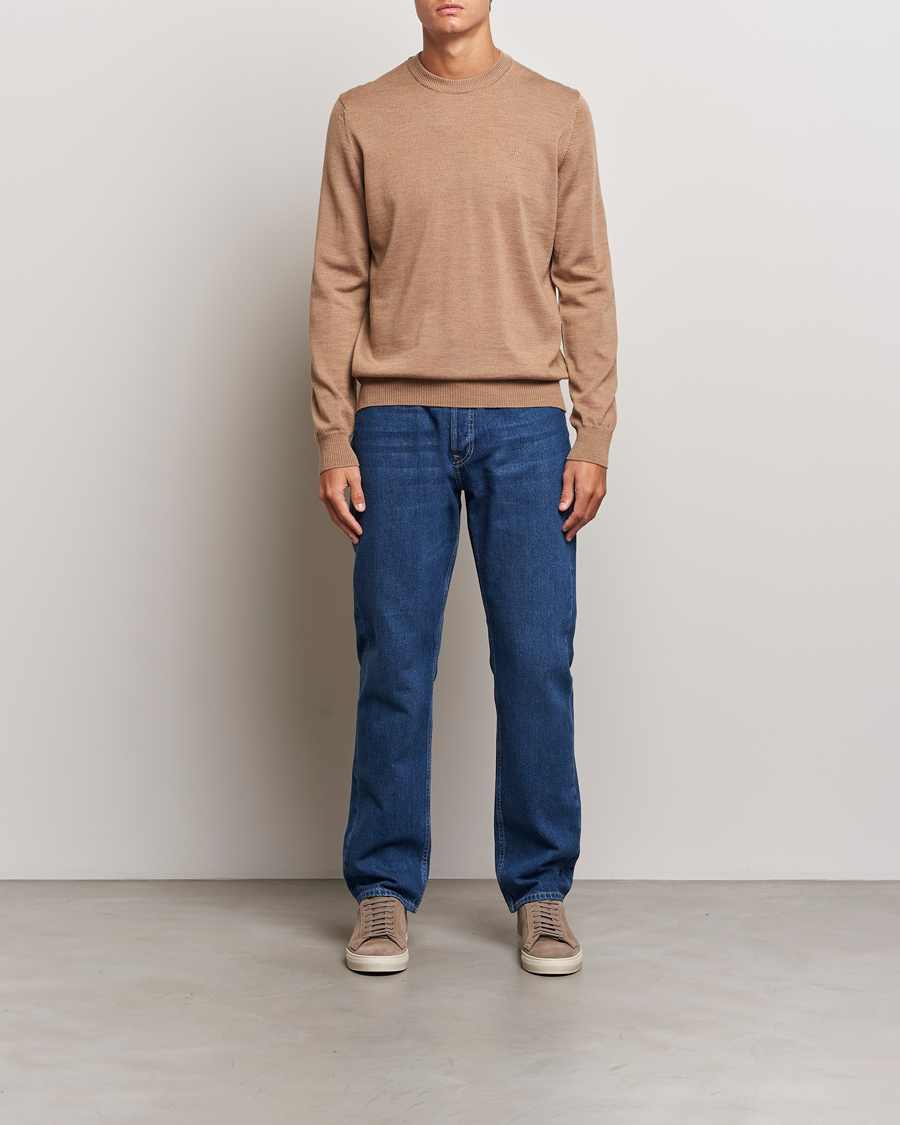 Herre | Trøjer | J.Lindeberg | Keane Merino Crew Neck Sweater Tiger Brown