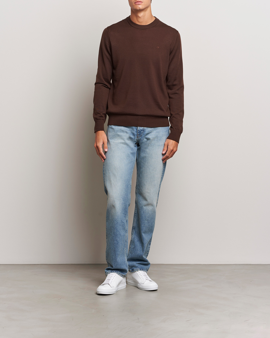 Herre | Trøjer | J.Lindeberg | Keane Merino Crew Neck Sweater Bitter Chocolate