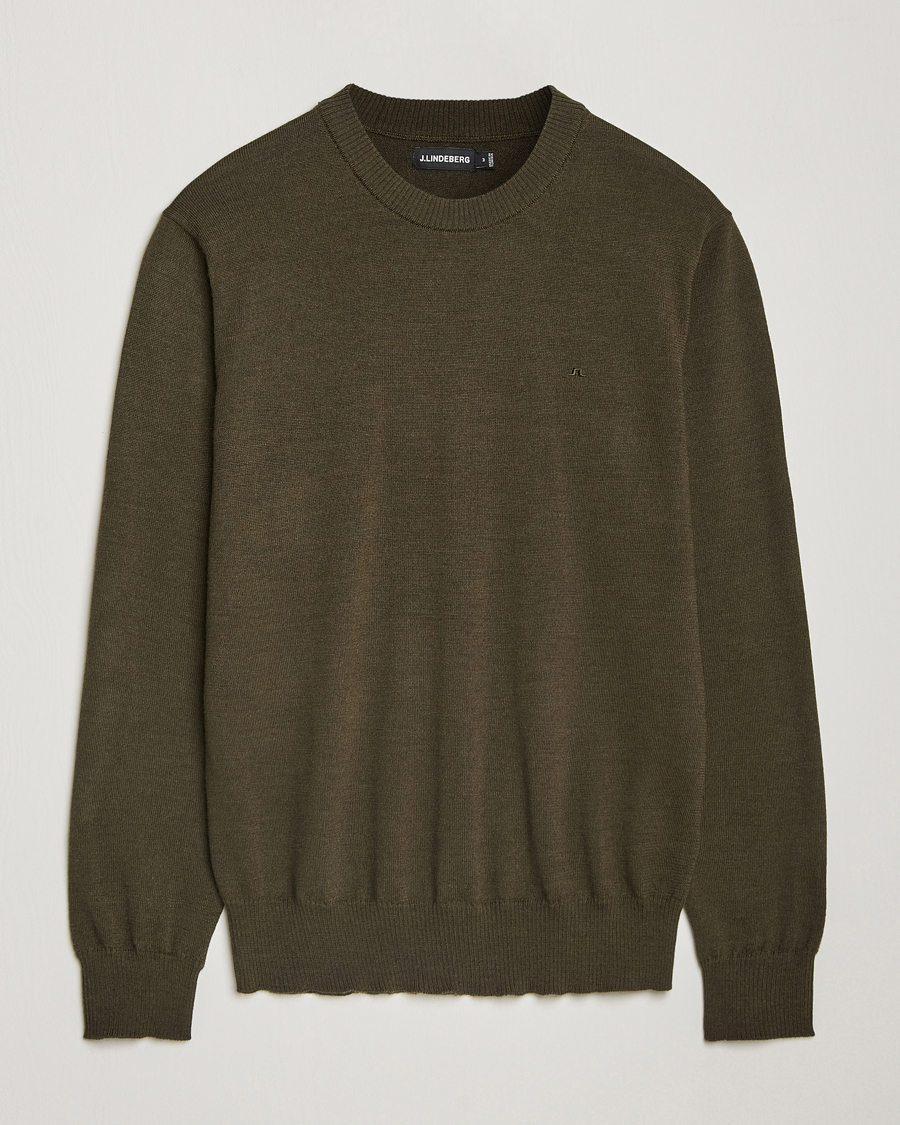 Herre | Trøjer | J.Lindeberg | Keane Merino Crew Neck Sweater Forest Green