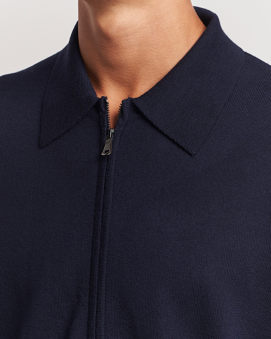 Herre | Trøjer | J.Lindeberg | Kaleb Merino Zip Cardigan Navy