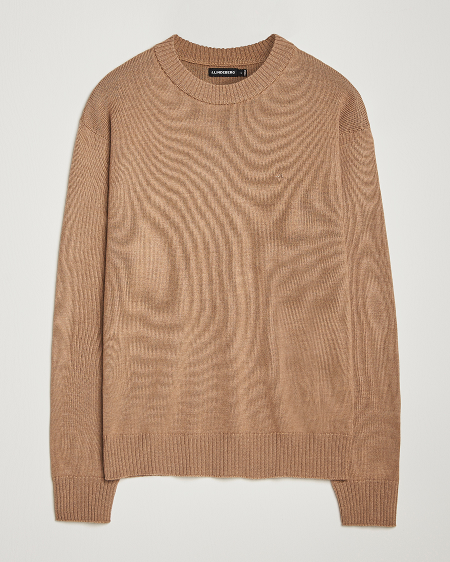 Herre | Trøjer | J.Lindeberg | Kino Merino Crew Neck Tiger Brown