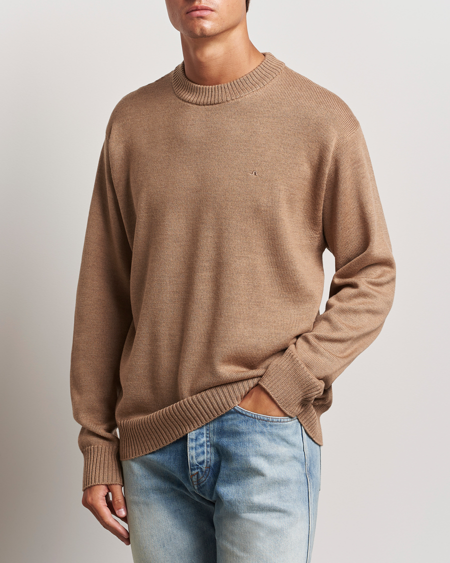Herre | Trøjer | J.Lindeberg | Kino Merino Crew Neck Tiger Brown