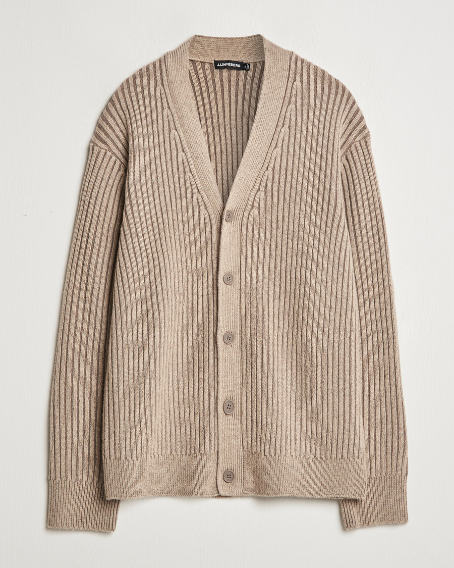 Herre | Trøjer | J.Lindeberg | Twin Plated Knit Cardigan Tiger Brown