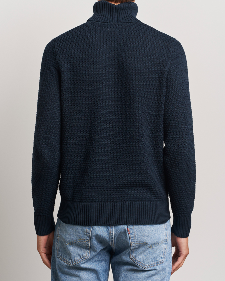 Herre | Trøjer | J.Lindeberg | Olivero Structure Cotton Turtleneck Navy