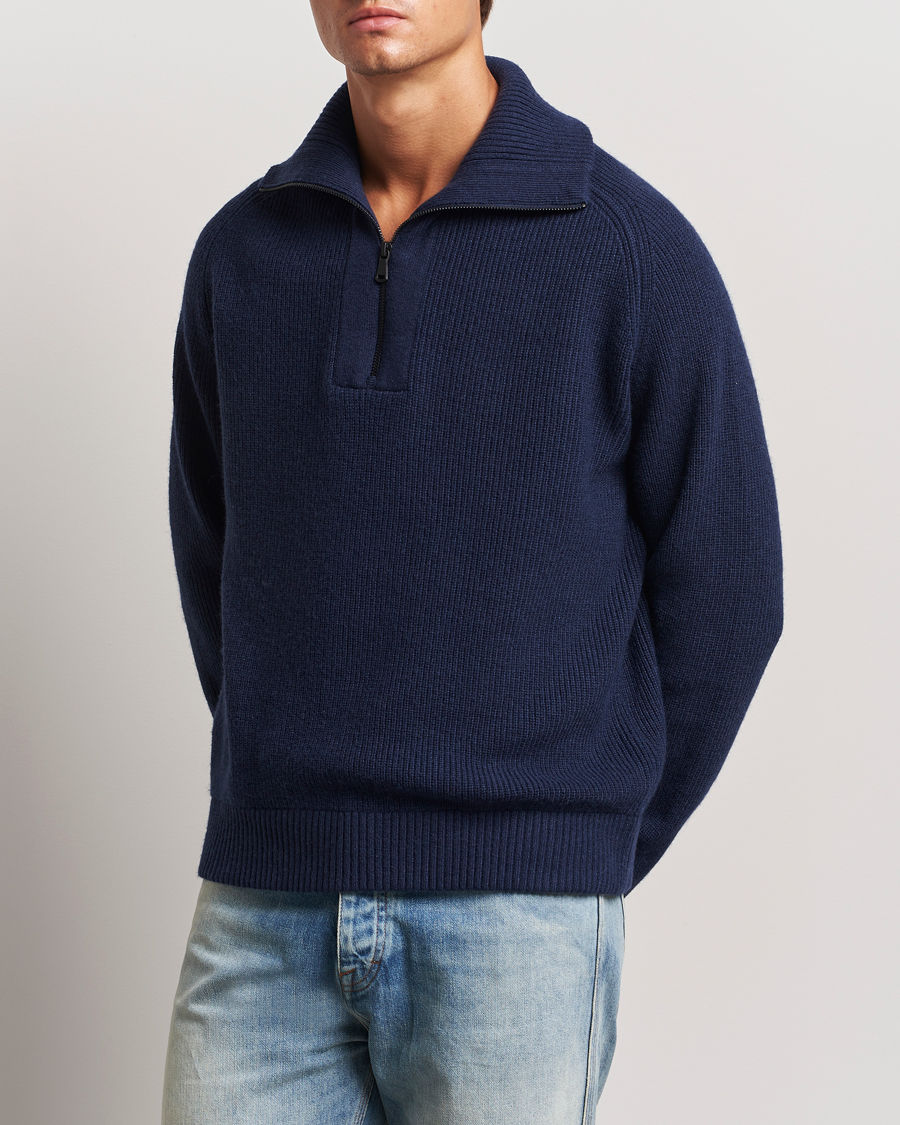 Herre | Trøjer | J.Lindeberg | Wilmer Quarter Zip Knit Navy
