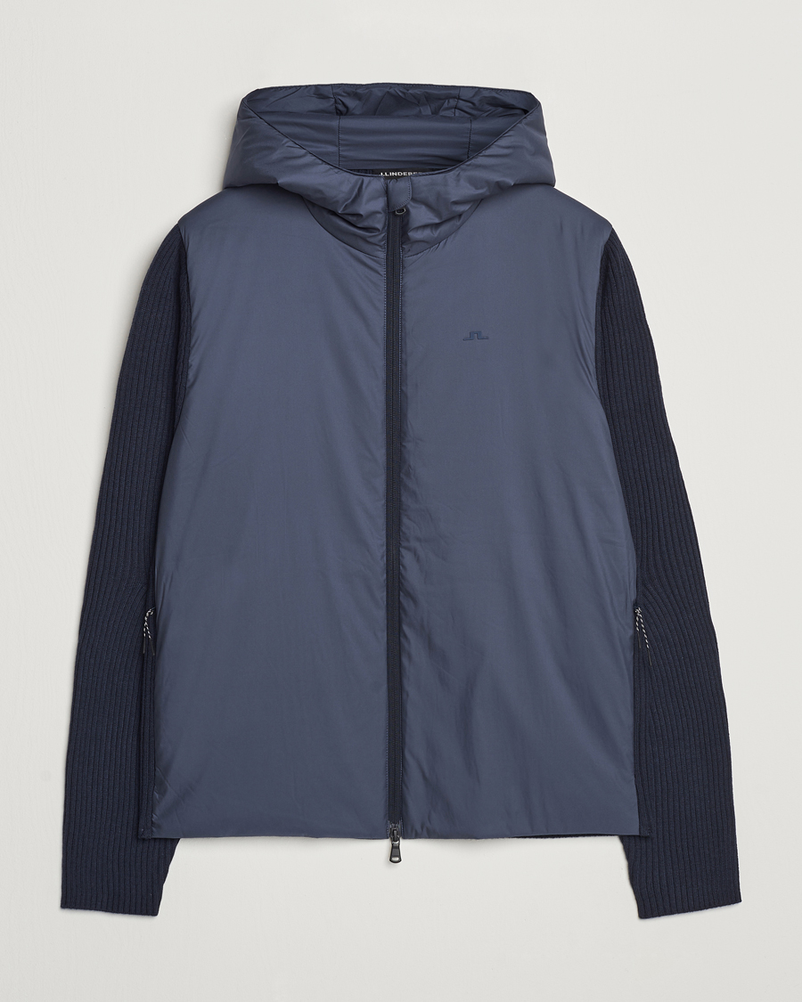 Herre | Jakker | J.Lindeberg | Thierry Hybrid Knit Hoodie Navy