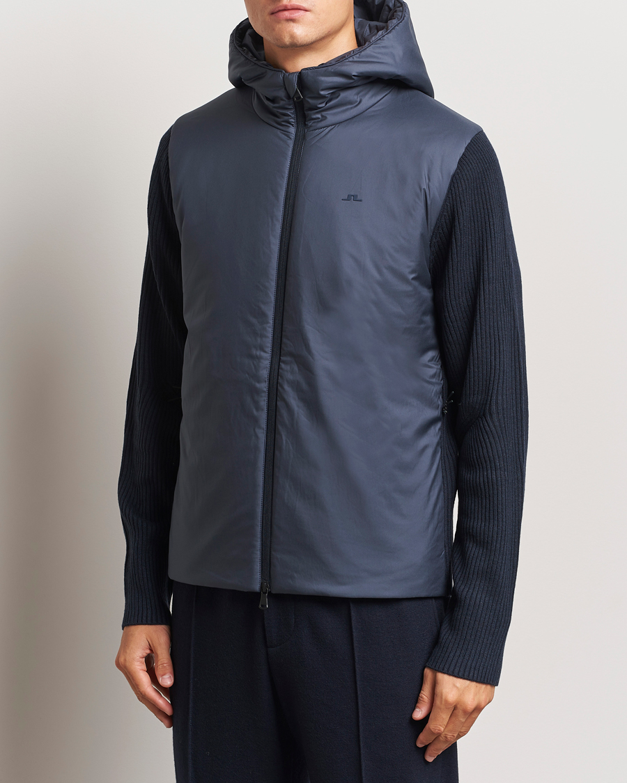 Herre | Jakker | J.Lindeberg | Thierry Hybrid Knit Hoodie Navy