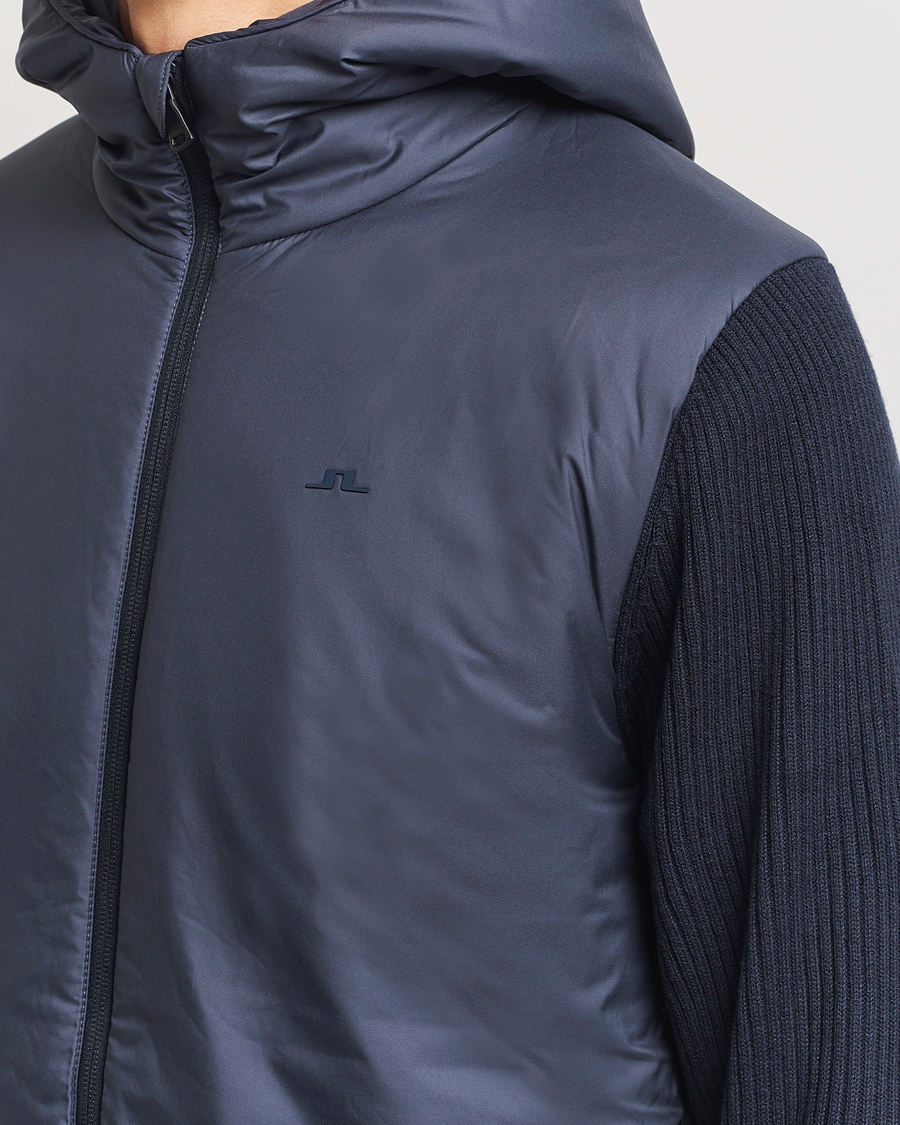Herre | Jakker | J.Lindeberg | Thierry Hybrid Knit Hoodie Navy