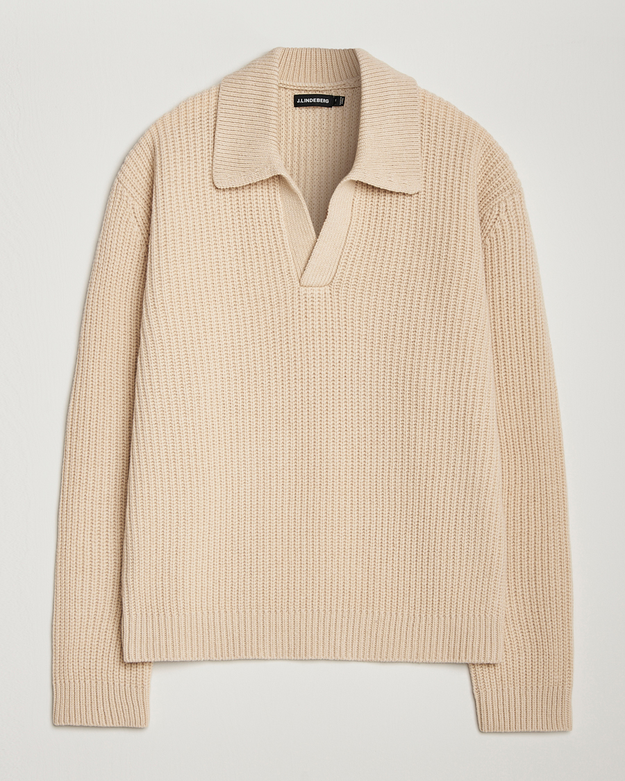 Herre | Trøjer | J.Lindeberg | Jethro Heavy Polo Knit Moonbeam