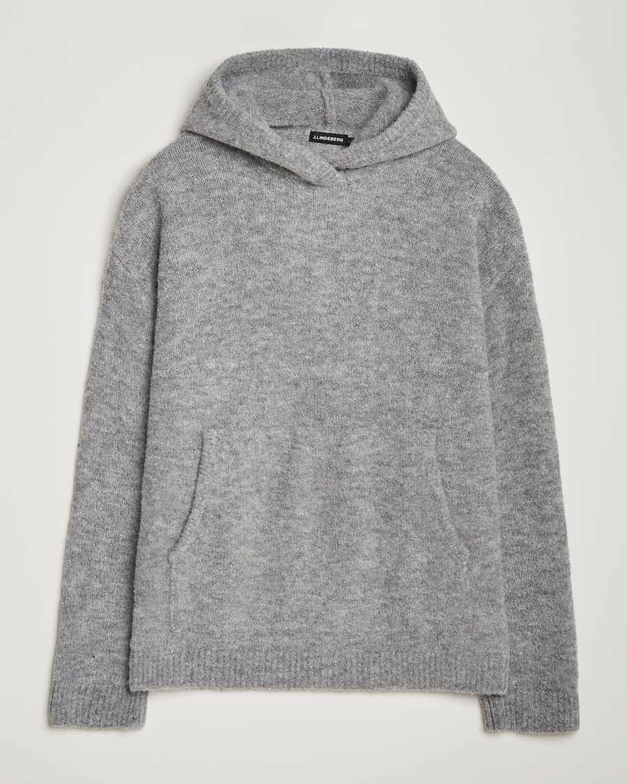Herre | Trøjer | J.Lindeberg | Broon Alpaca Blend Hoodie Mid Grey Melange
