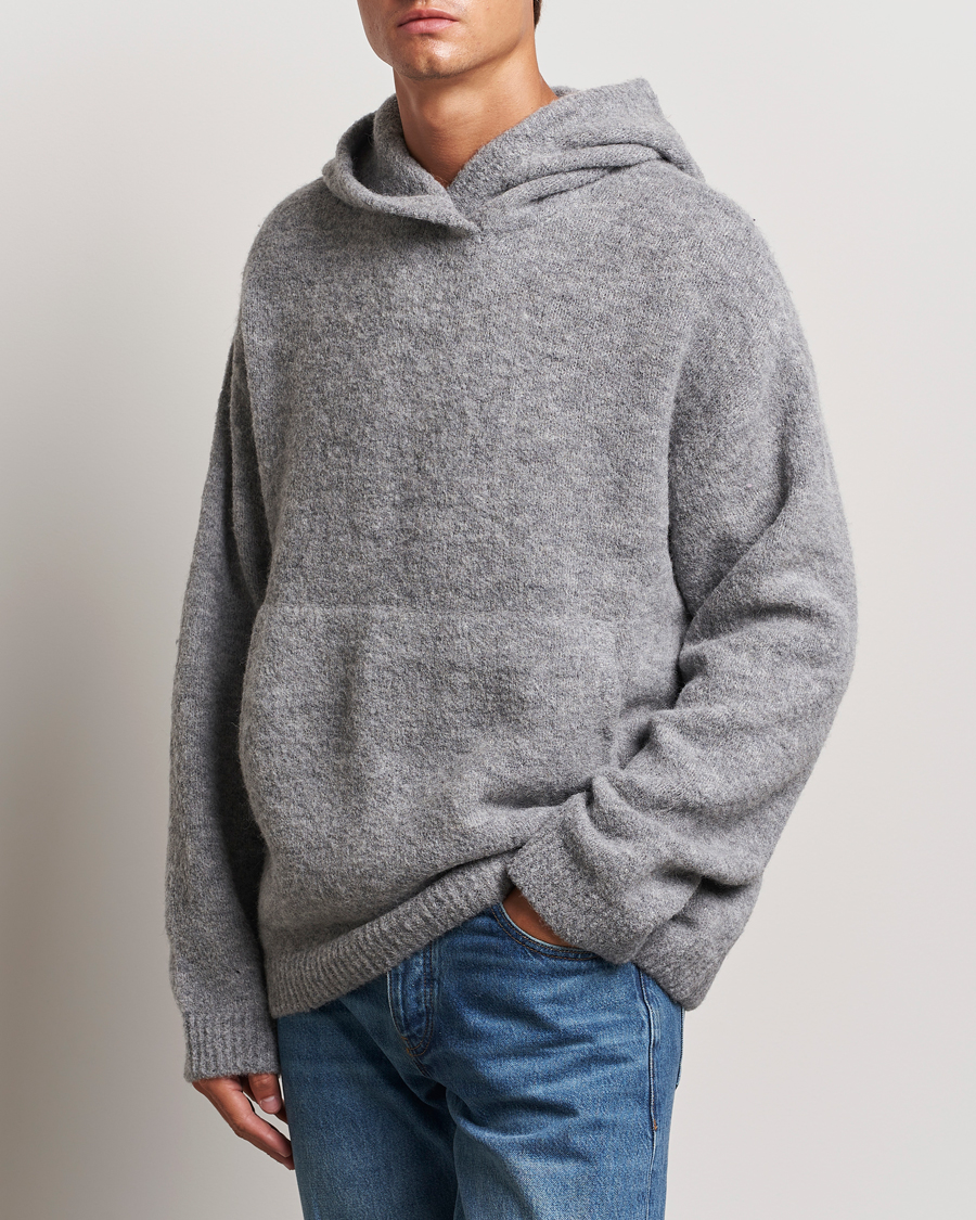 Herre | Trøjer | J.Lindeberg | Broon Alpaca Blend Hoodie Mid Grey Melange