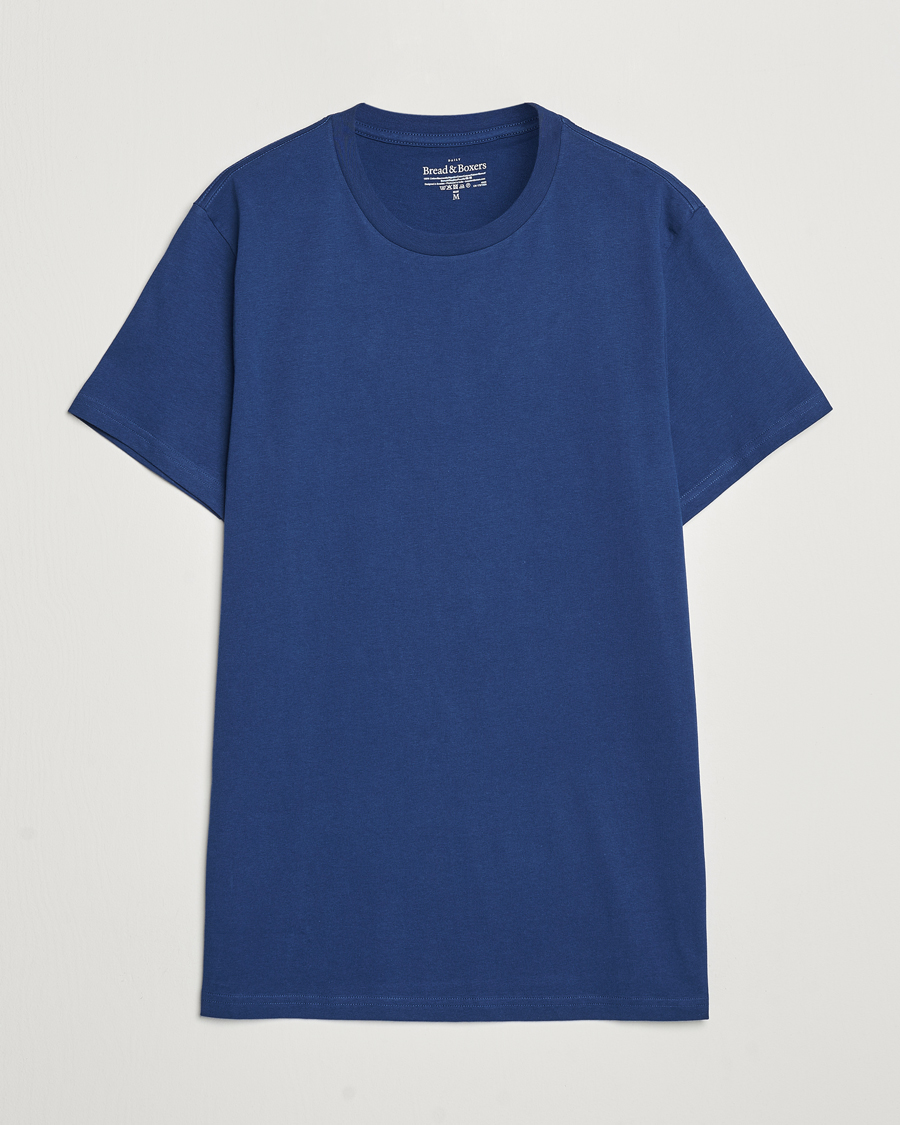 Herre | T-Shirts | Bread & Boxers | Heavy Cotton Crew Neck T-Shirt Ink Blue